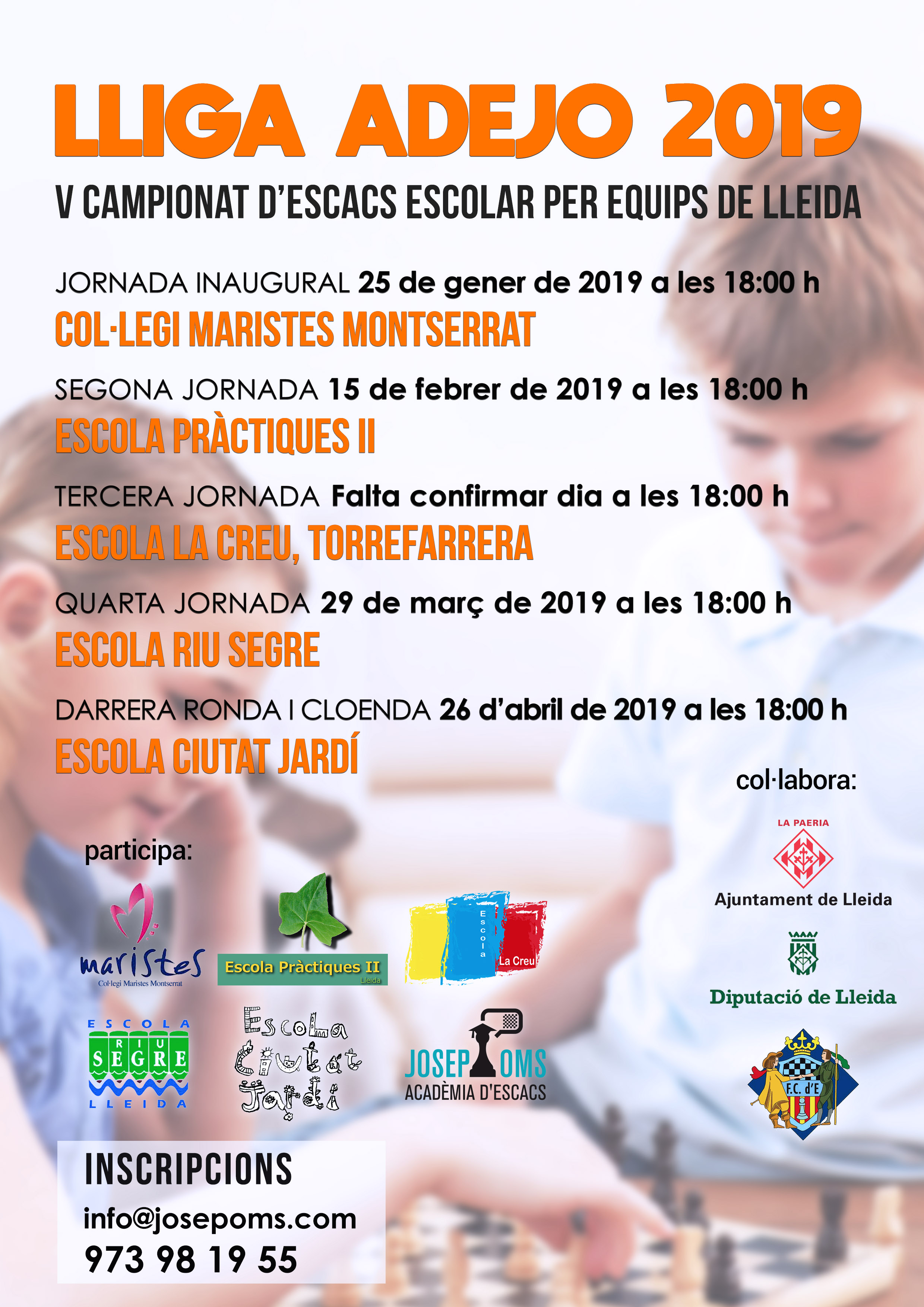 5à Lliga escolar d’escacs ADEJO 2019